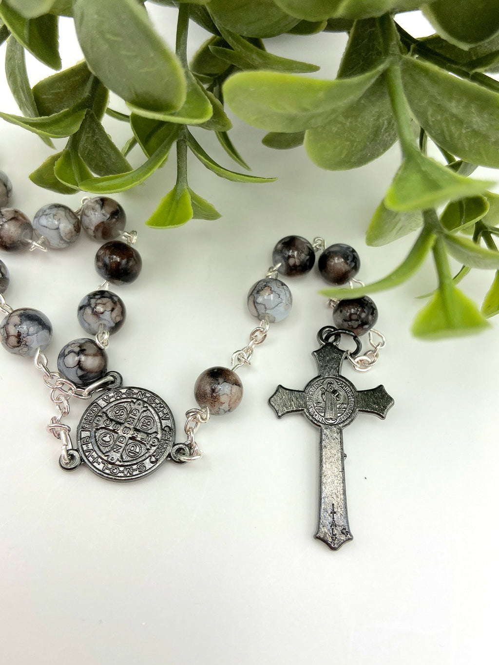 Gunmetal & Silver St. Benedict Rosary