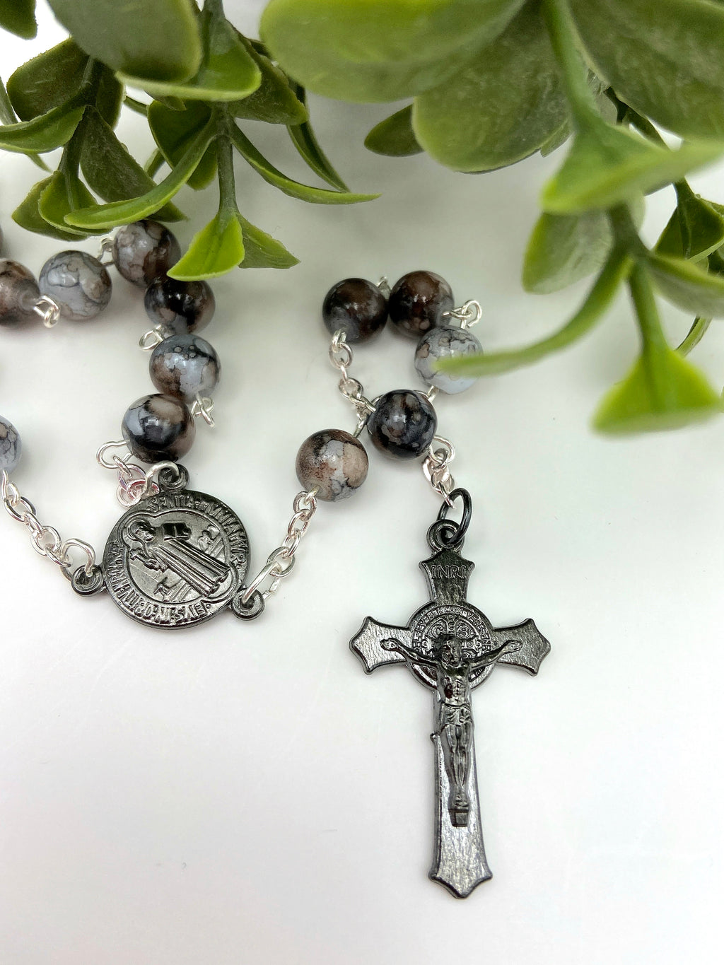 Gunmetal & Silver St. Benedict Rosary