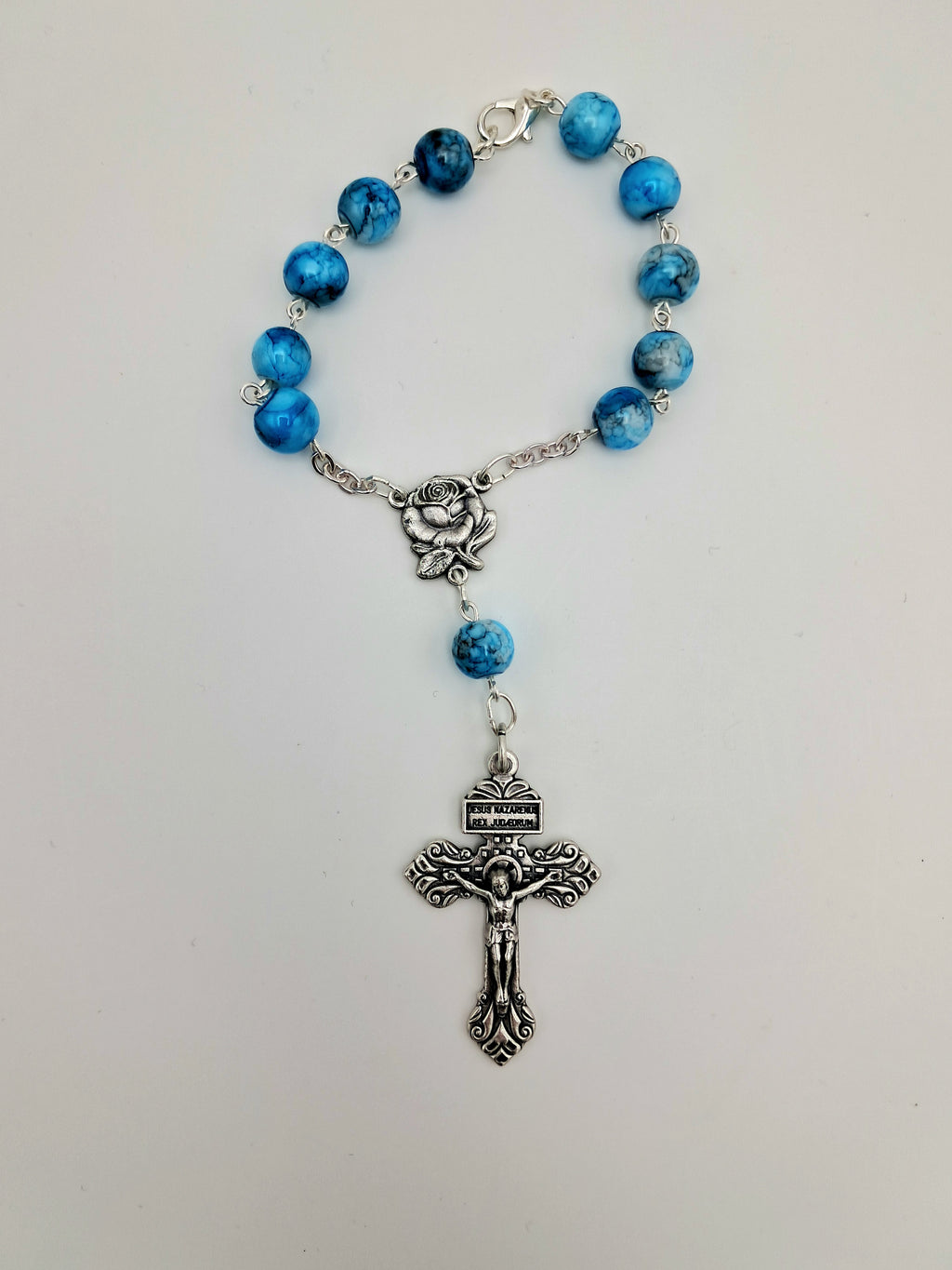 Our Lady of Lourdes & St. Bernadette One Decade Auto Rosary with Pardon Crucifix