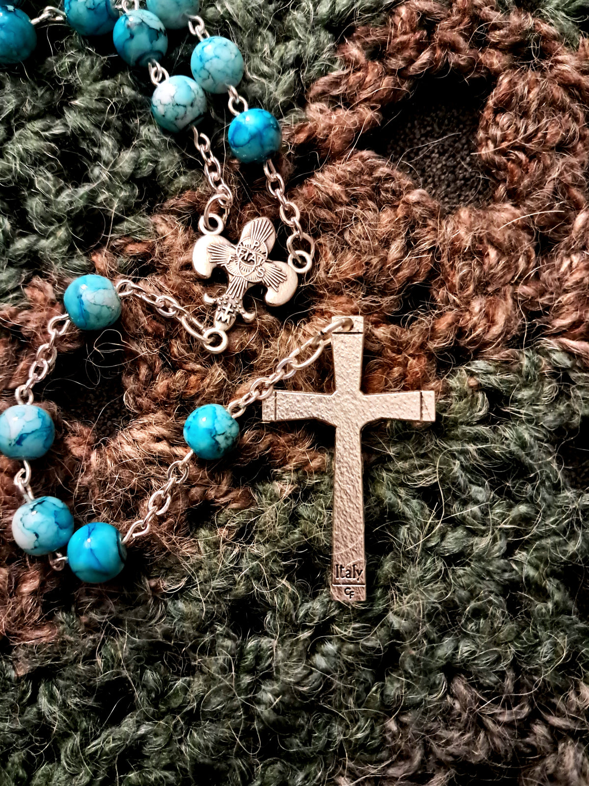 Fleur de Lis "FIAT" Rosary with Miraculous Medal, St. Bernadette and St. Thérèse of Lisieux