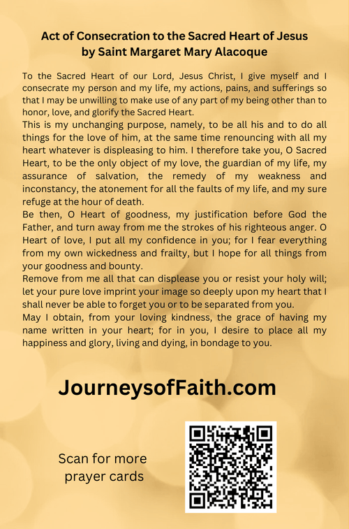 Act of Consecration to the Sacred Heart Prayer Cards 3.5 x 5.4 Inch