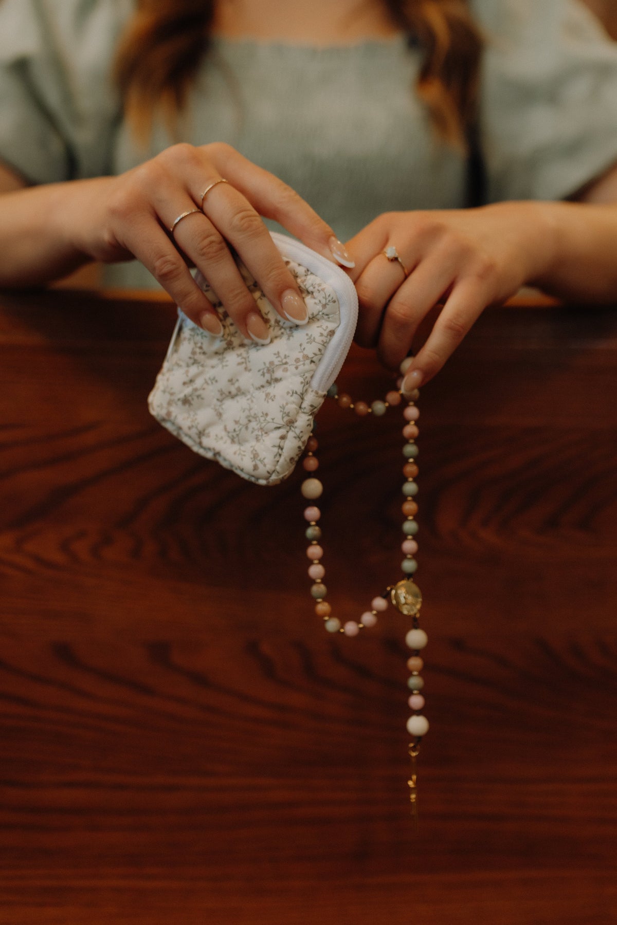 Vintage Floral Rosary Pouch